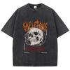Mens Washed Cotton Tshirt Tshirt with Interwoven Ridges Loose Round Neck Old Clothes