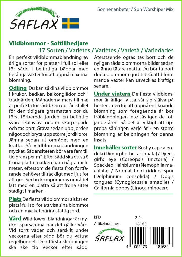 SAFLAX Sonnenanbeter-Mix – 1000 Samen – 17 Wildblumen-Mix