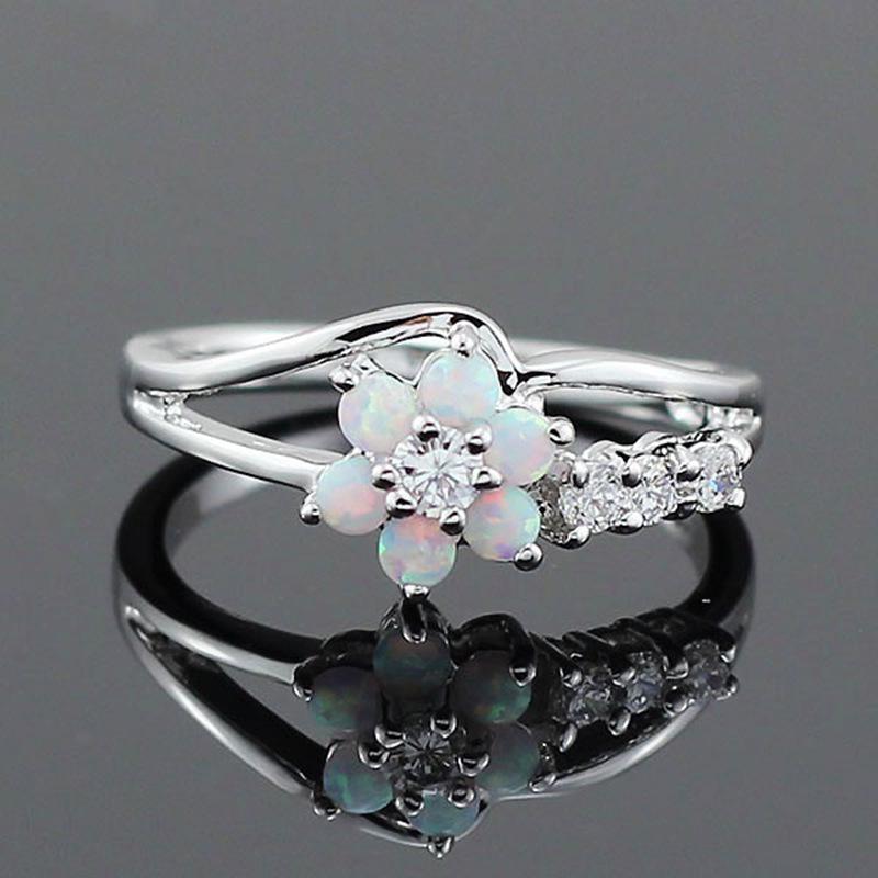 Creative Flower Opal Diamond Ring - Women's Hot-Selling Engagement Jewelry