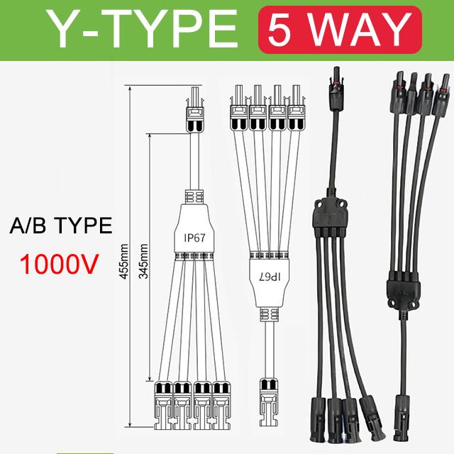 1/5/20/100 Sets Photovoltaic Solar Connector 1000V 30A Male Female 3-Way 4-Way 5-Way Plug DC PV Y Type 1 To 2/3/4 Adapter