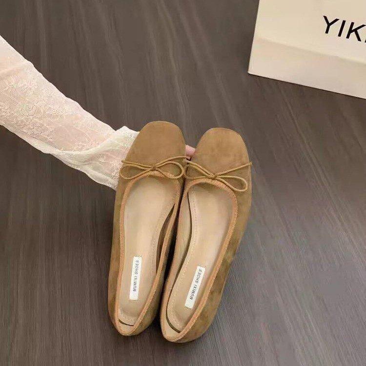 

Flat-bottomed retro red single shoes women s shoes 2025 new spring and autumn French pink ballet gentle evening shoes 40 светло-коричневого