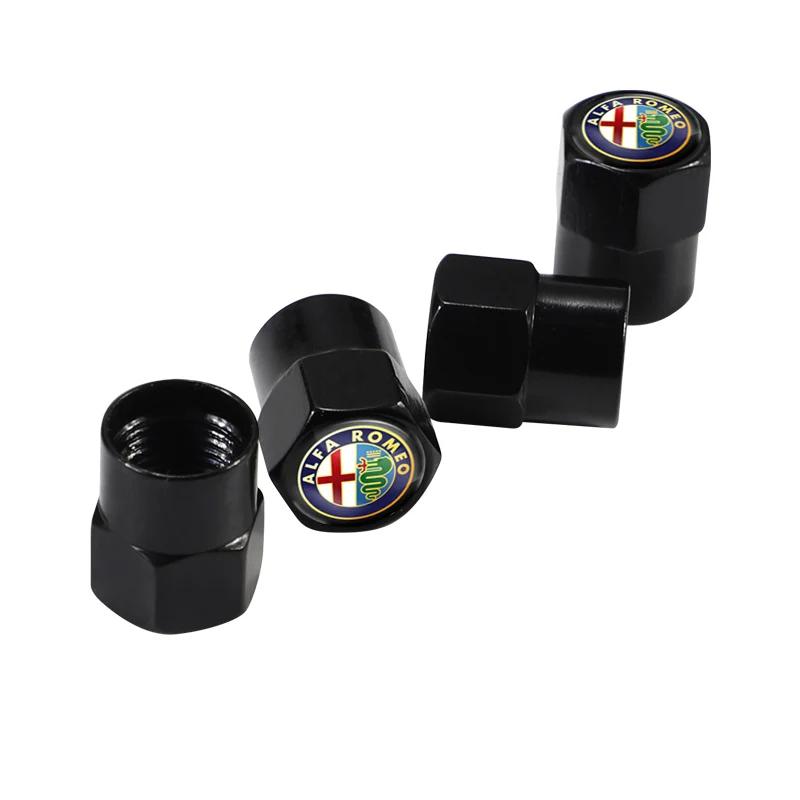 Hub Caps 4Pcs Styling Tire Valve Caps Metal Car Wheel Tire Valve Caps For Alfa Romeo 4C 159 Spider Giulia Giulietta 156 Tonale M CVP1