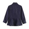 Women Lapel Button Long Sleeve Shirt Skirt‑Style Hem Solid Color Casual Blouse Top