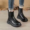 Soft-soled short soft leather Martin boots women's 2025 autumn and winter new velvet comfortable round head center heel Chelsea short boots