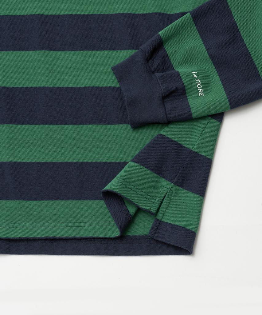 T-shirt a maniche lunghe a righe rugby LE TIGRE (Blu-Verde)