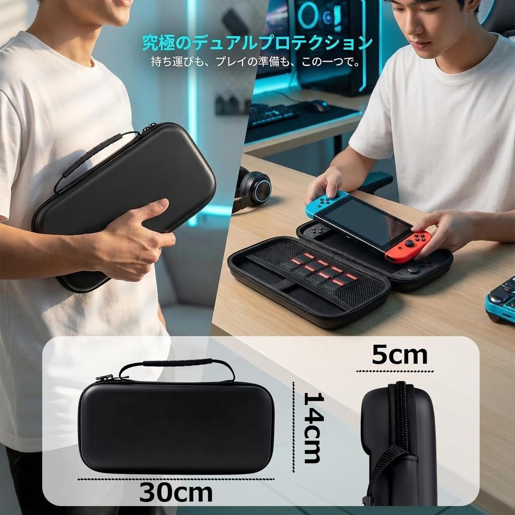 With Nintendo Switch OLED EVA Material Full Protection Case Holds 8 Game Large Capacity Storage Black Perfect for Day Gifts [Compatible Model] -
