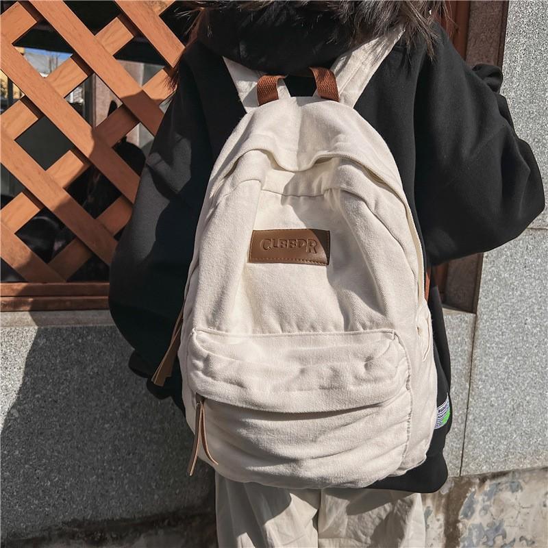 Amerikanischer High School Retro Rucksack Alt Gewaschener Canvas Rucksack für Männer und Frauen Schultasche für Studenten
