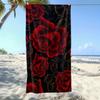 Rote Rosen Schwarze Blumen Schnelltrocknendes Handtuch, Weich Saugfähig für Strand Pool Camping Badezimmer