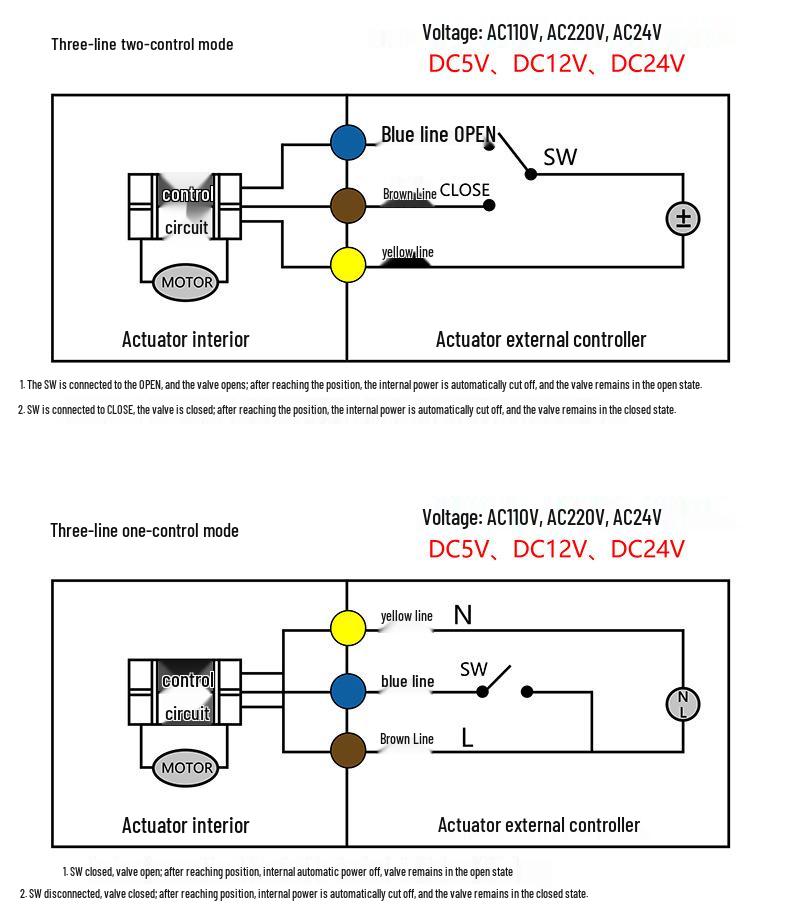 Mini Electric Three-Way Ball Valve: DC5V/12V/24V Brass, Three-Wire Water Valve, Threaded