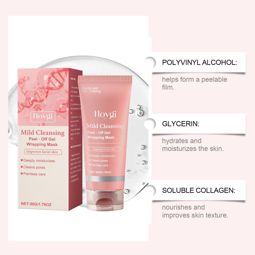 Hoygi Gentle Moisturizing Peel-Off Mask, Nourishing and Brightening, Cleanses Pores, Improves Dullness, Facial Skincare Peel-Off Mask 50g
