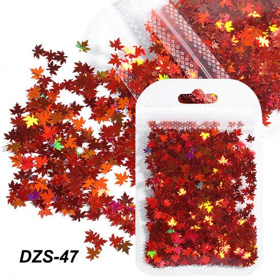 Nail Art Sequins Ins Winter Colorful Gradient Maple Leaf Flakes Trendy Nail Jewelry Bag