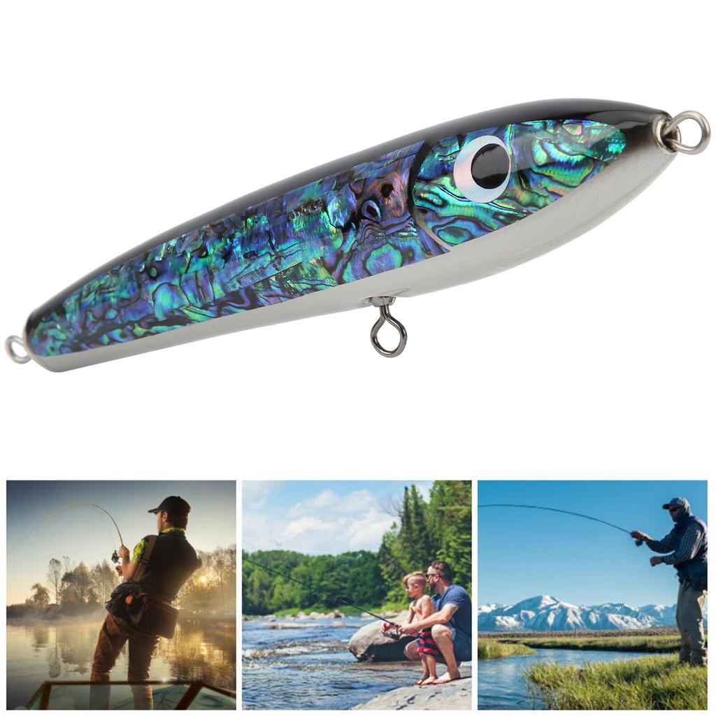 Fish Lure Abalone Shell Fishing Bait Wooden Crankbait for Tuna Grouper Billbirds Sea Bream 23x3.5cm