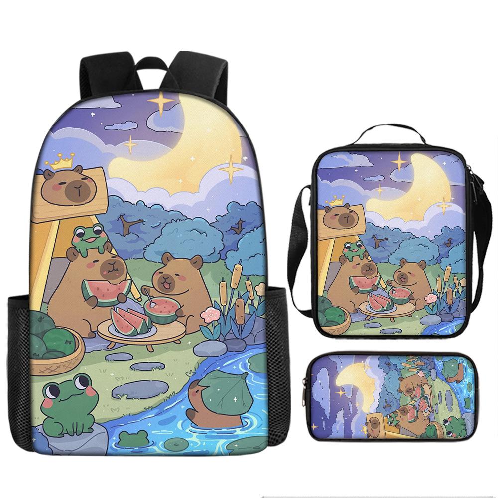 Pibara Trendy Backpack European and American Retro Schoolbag Third Grade Fourth Grade Bag