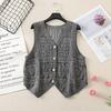 Real shot V-neck sleeveless hollowed-out knitted vest for women, spring new design crochet top trendy