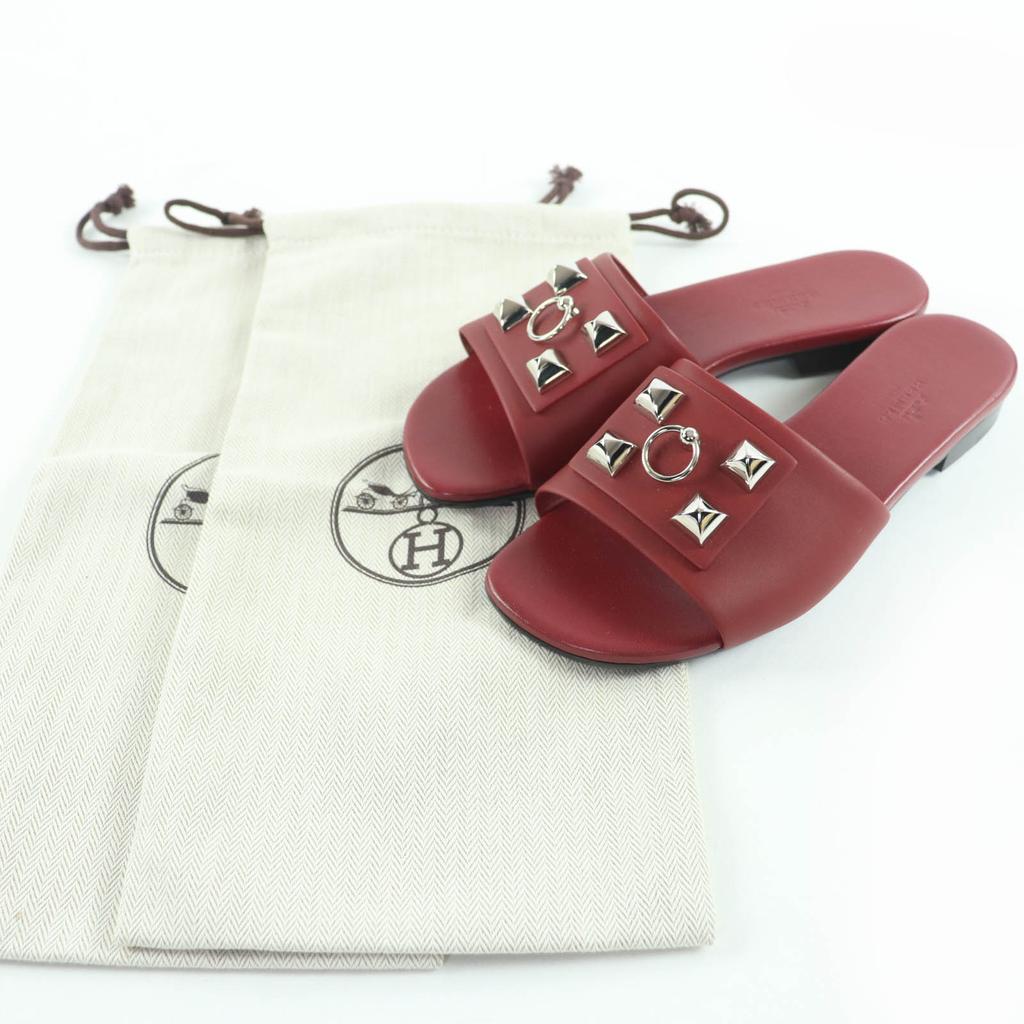 Excellent HERMES Mule Dune Collier Docien Leather Sandals Bordeaux Series 36 Used