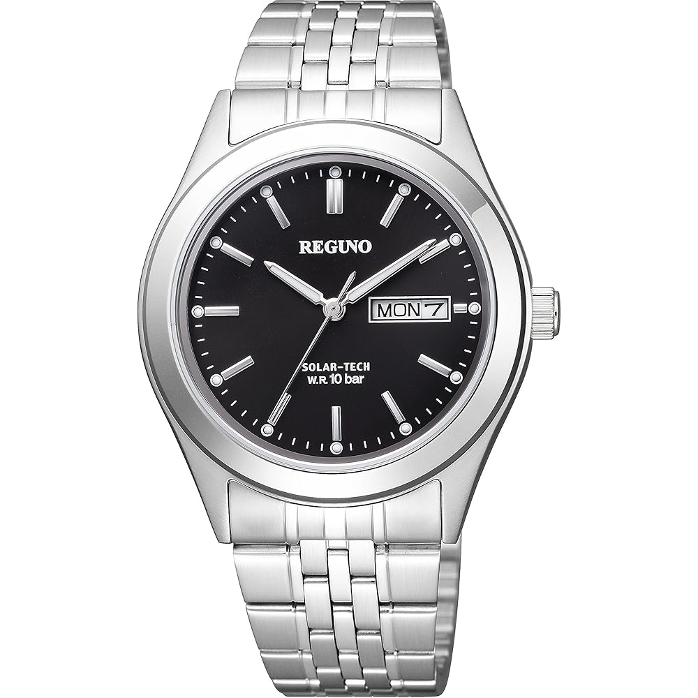 Citizen Reguno Solar Waterproof Simple Men s Business Watch Black Silver Metal Date Day Luminous KM1-113-51
