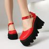 High-heeled Mary Jane  Shoes, New Square-headed Small Men, Increased Height, Small Leather Shoes, Muffin Soles, Thick Heels, Single Shoes, Women