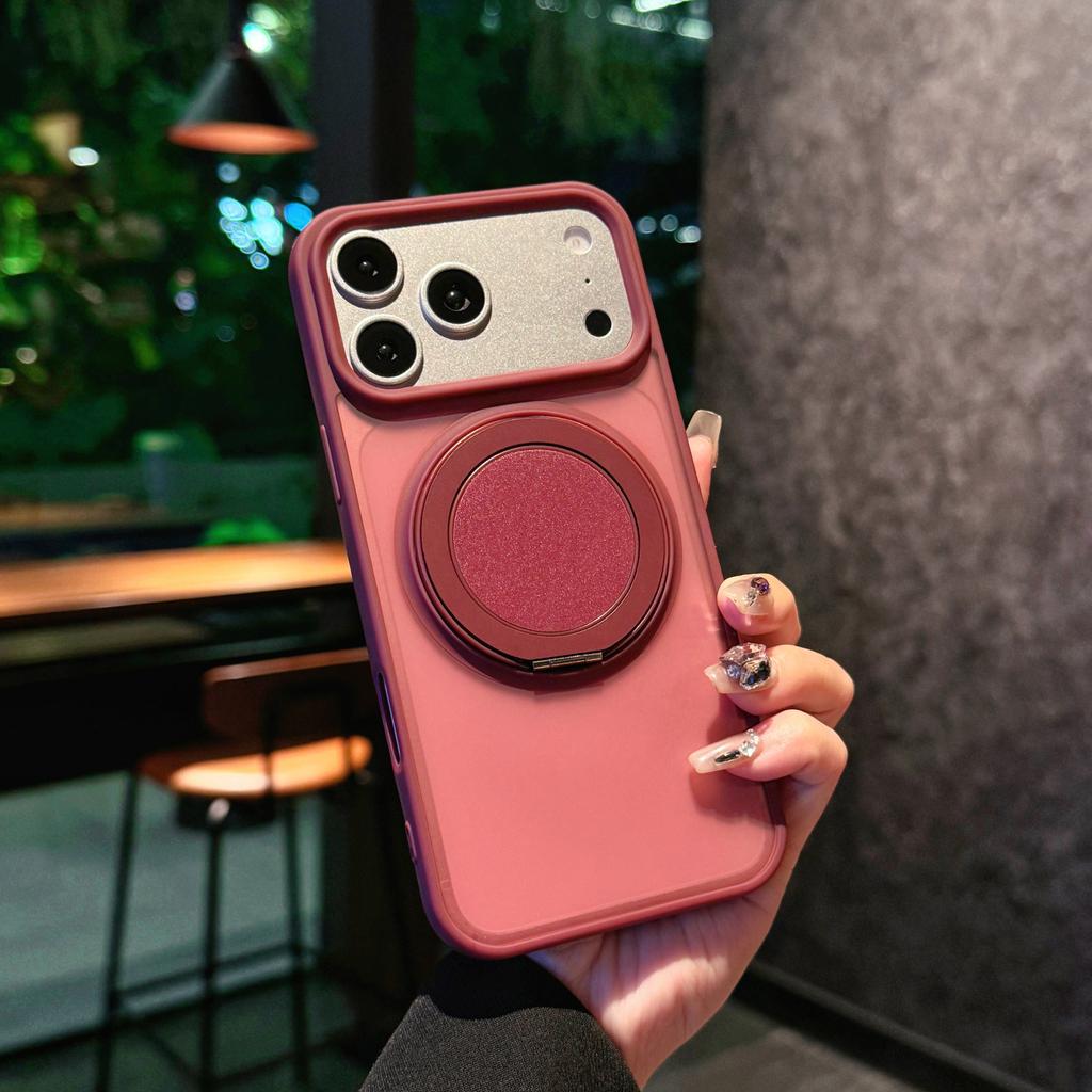360° Roating Kickstand Ring Holder Matte Case for Magsafe Charge for iPhonne Air 17 16 15 14 Plus 13 12 11 Pro Max Armor Cover