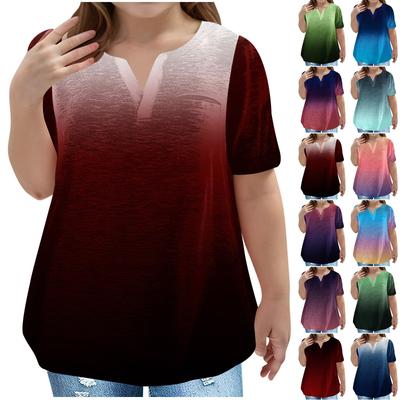 Camiseta infantil plus size gradiente casual fashion gola em v manga curta bolso top