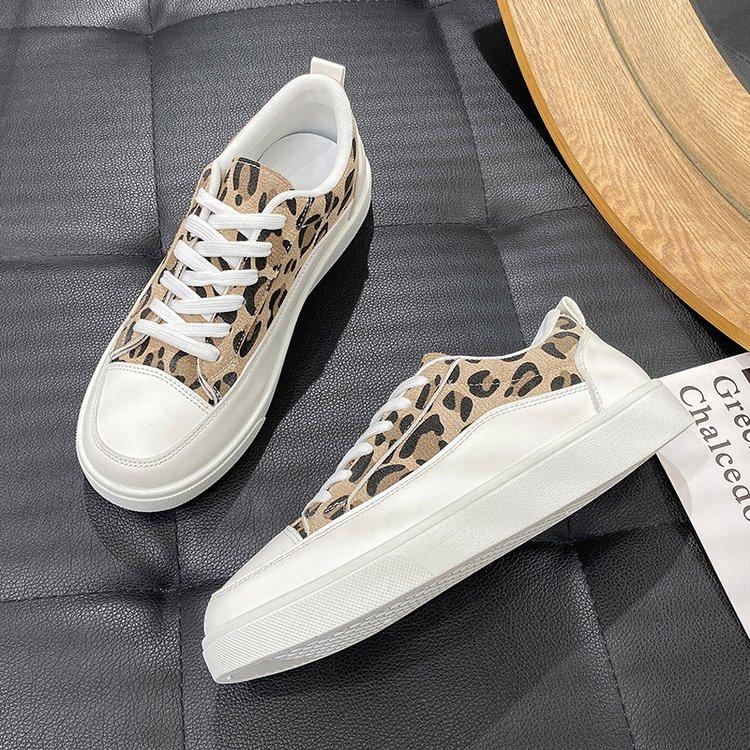 2025 New Stylish Leopard Sneakers Women Spring Chunky Canvas Flats Woman Vulcanized Shoes Tennis Platform Trainers Plimsolls