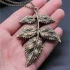Antique Silver Color Antique Bronze Color Leaf & Branch Pendant Necklace Tree Leaves Necklace For Women Metal Long Chain