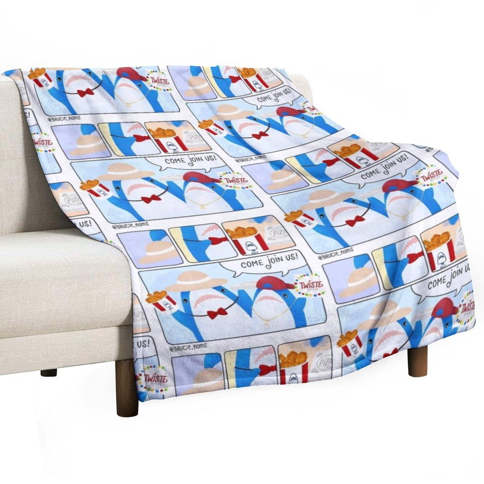 Blahaj comic: picnic party Throw Blanket Hairys Summer Beddings Decoratives Soft Plush Plaid Blankets 30x40in