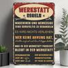 Vintage German Metal Workshop Rules Sign - "Werkstatt Regeln" Retro Tin Plaque for Garage,Vintage Metal Tin Sign