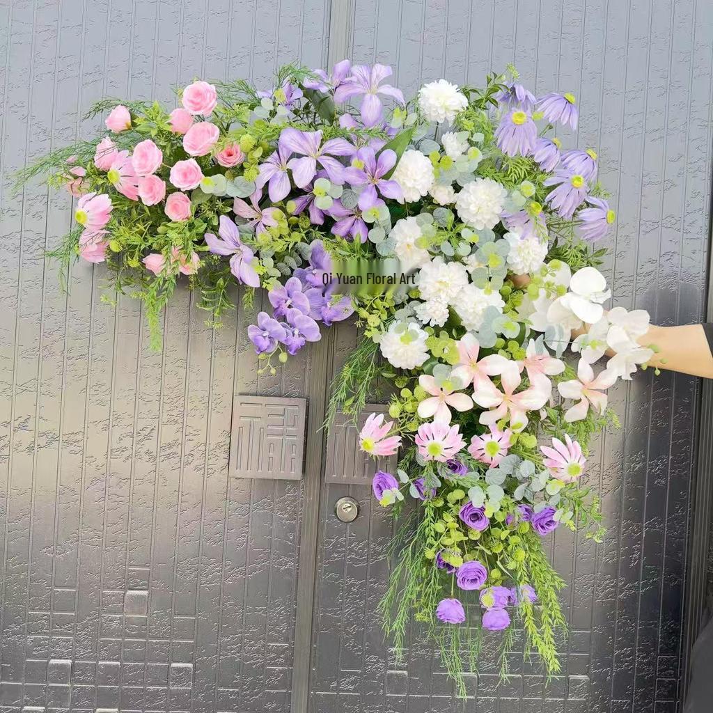 Triangular Silk Flower Wedding Arch Arrangement for Reception Background