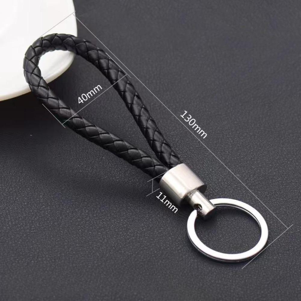 Unisex DIY PU Leather Braided Keychain Woven Rope Pendant Key Ring for Car Bag