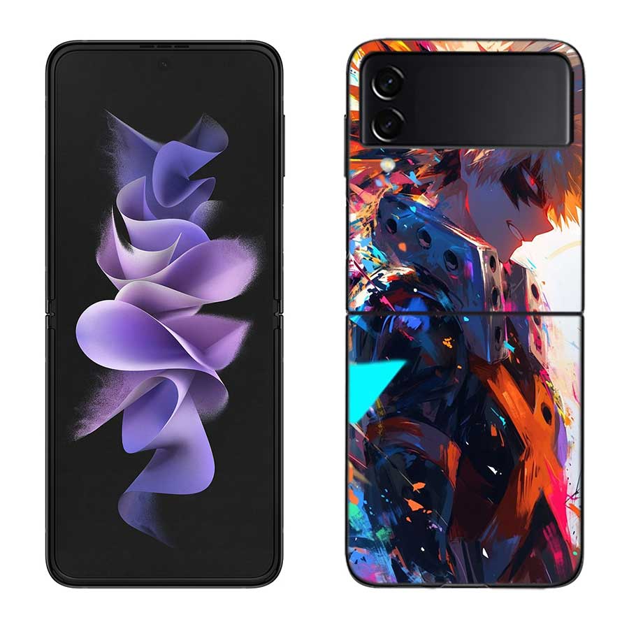 My Hero Bakugou Katsuki Phone Case For Samsung Z Flip 7 6 5G Galaxy Z Flip 5 4 3 Black Hard Cell Cover Luxury PC Shell Coque