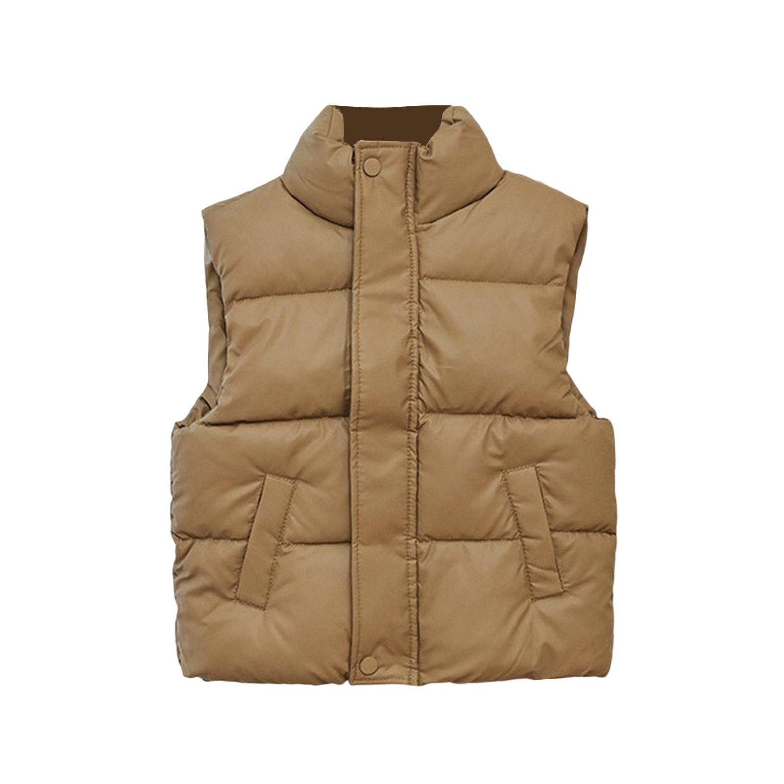 

Kids Stand Collar Vest - Thickened Sleeveless Jacket 120 коричневий