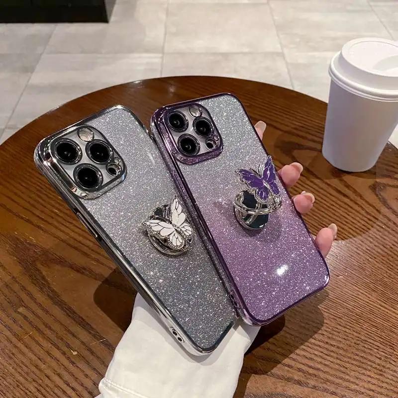 3D Butterfly Ring Stand Phone Case For OPPO A3 Pro A3X A40M A40 A60 A80 5G A18 4G Find X8 X7 Ultra X3 X5 Lite X6 Pro Soft Cover