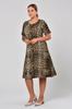 Women's Big Size Dress Short Sleeve Black Leopard Patterned Dress