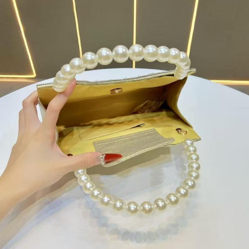 Elegant Dinner Bag, Banquet Beaded Handbag, Diamond-encrusted Hand-held Bag, Pearl Crossbody Women's Bag