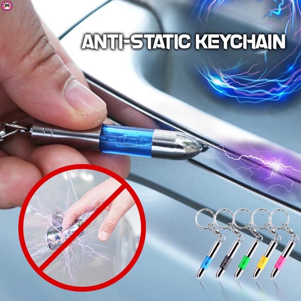 Porte-clés Antistatique Métallique Avec LED - Élimine L'électricité Statique En 2-3 Sec | Pendentif Voiture, Maison, Bureau | Gris Titane/jaune