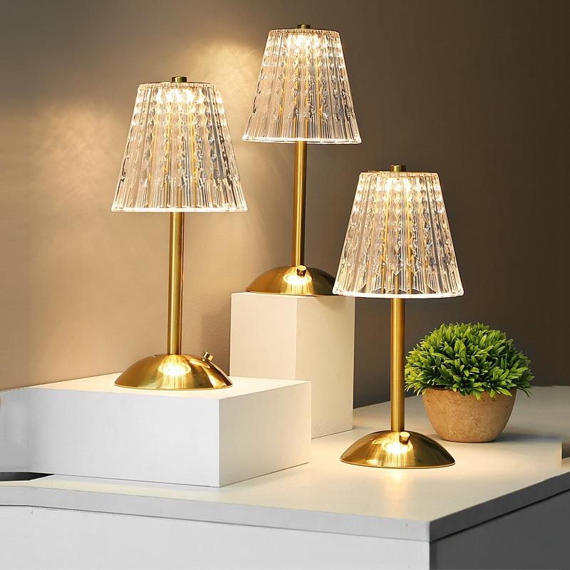 Bedroom Crystal Retro Table Lamp3 Color Touch Dimming Night Light USB Rechargeable Cordless Atmosphere Bedside Desktop Night Lig