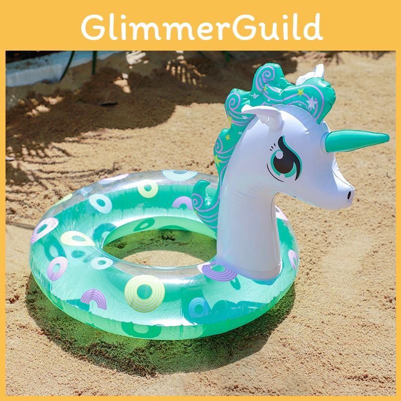 In Stock New Inflatable Glitter Unicorn Swim Ring For Kids Cartoon Pattern Fitness Equipment