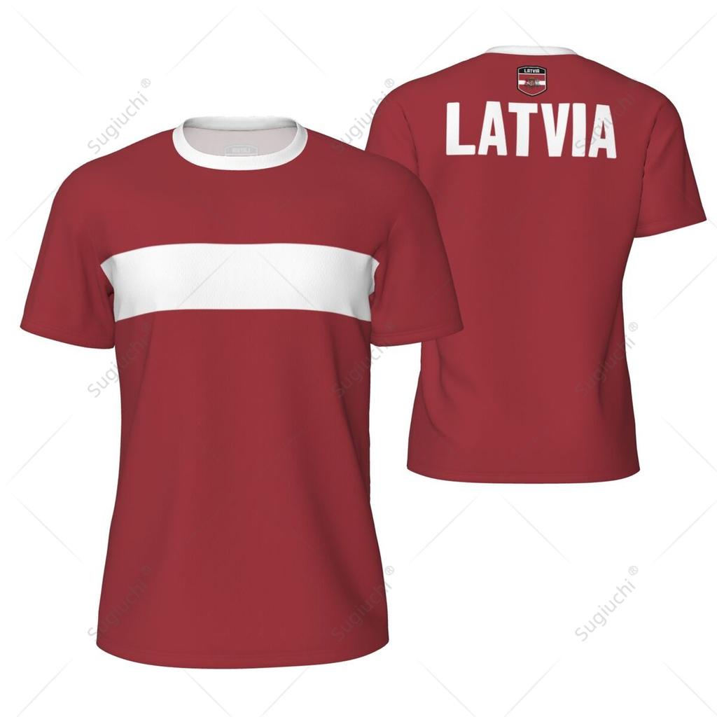 Sports Mesh T-shirt Latvia Flag For Running Bike Soccer Tennis Football Fitness Tees 3D Printed Custom
