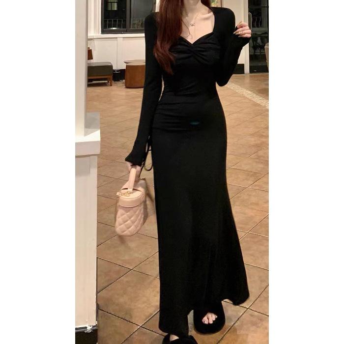2024 Autumn/Winter French Waist-Cinching Hepburn Style Long-Sleeved Slimming Base Layer