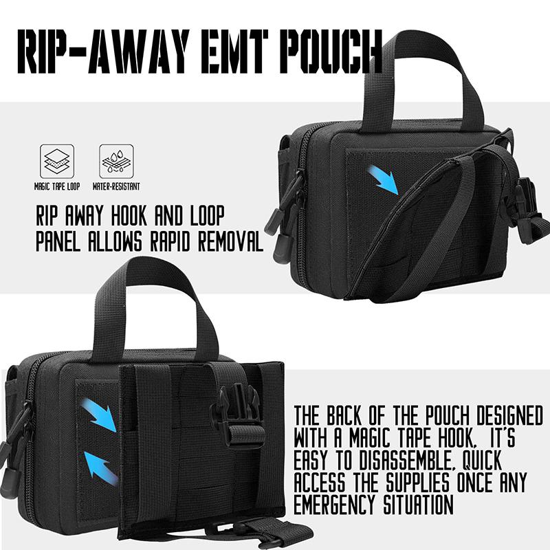 Double Zippers Medical Pouch Plate Carrier Medic Rescue Bag,Molle Tactical First Aid Kit Bag for Outdoor Hiking Cimping Cycling
