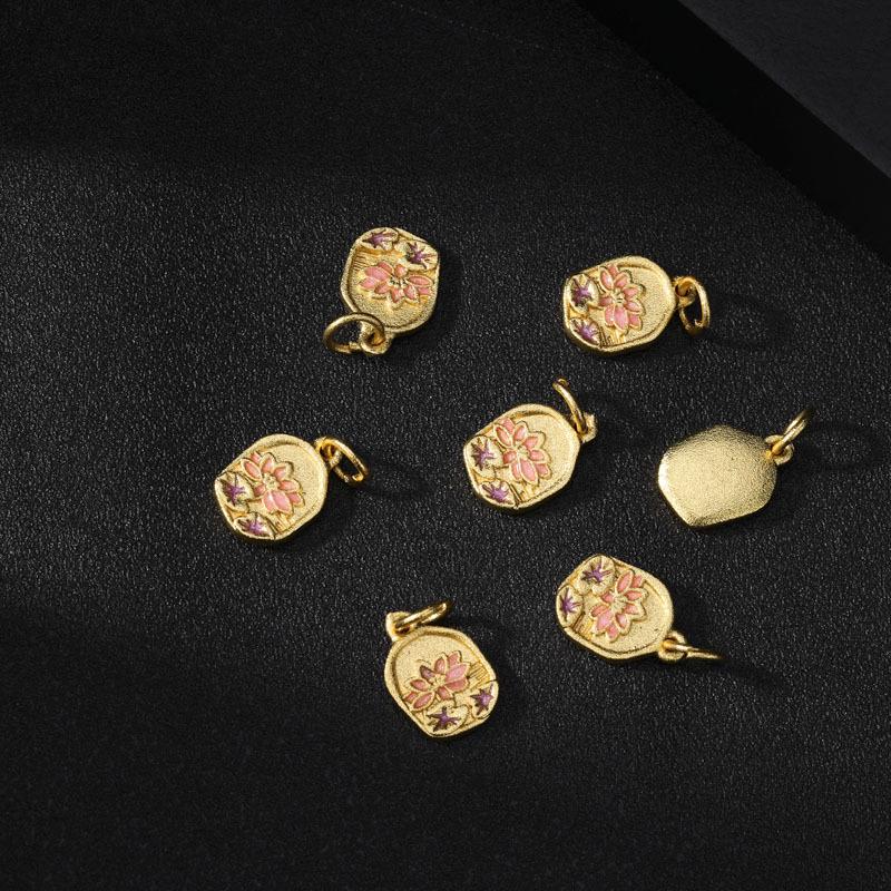 Sand Gold Butterfly Enamel Pendant with Strong Color Retention - DIY Jewelry Accessory