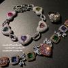 Bellezza nel Cuore, Bracciale con Pietre Arcobaleno d'Amore Cavaliere Jedi, Placcato Oro 18K, Bracciale con Zirconi Colorati a Forma di Vite d'Amore