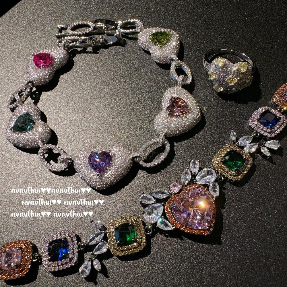 Bellezza nel Cuore, Bracciale con Pietre Arcobaleno d'Amore Cavaliere Jedi, Placcato Oro 18K, Bracciale con Zirconi Colorati a Forma di Vite d'Amore