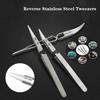 1-3pcs Ceramic Tip Labor-saving Electronic Soldering Tweezers, Anti-Static Reverse Acid Resistant Precision Chuck Tweezers