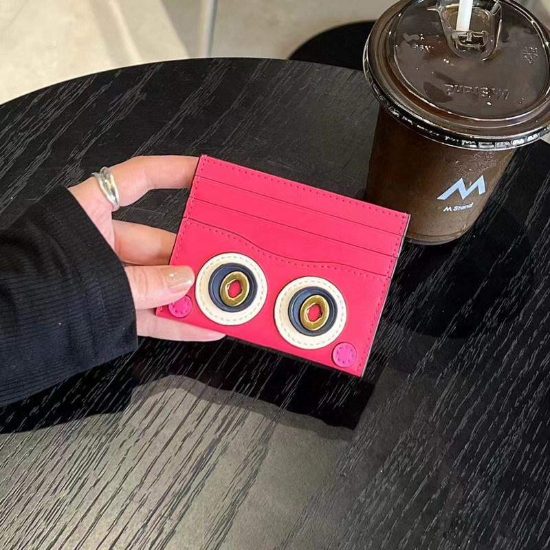 Кошелек из натуральной кожи с масляным воском, симпатичные мультяшные глаза, креативная контрастная карточка, женская сумка 10x1x8cm розы красного