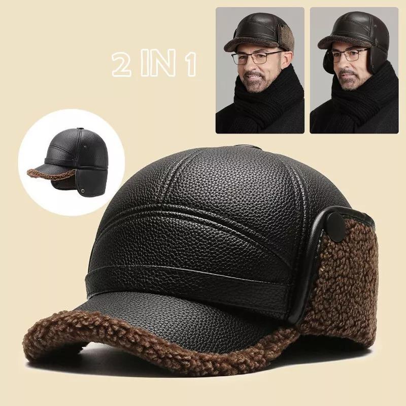 1 stk Herre Baseballcaps med øreklaffer Bomull Pu Varm Høst Vinter Tykke Luer