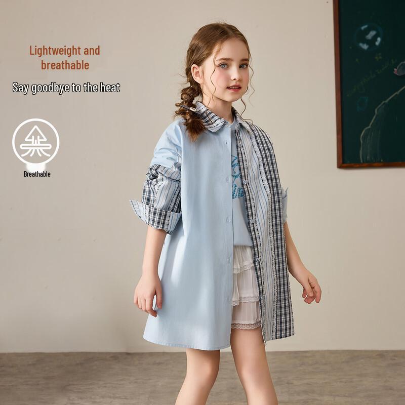 ASK JUNIOR Dziewczęca Codzienna Koszula z Długim Rękawem