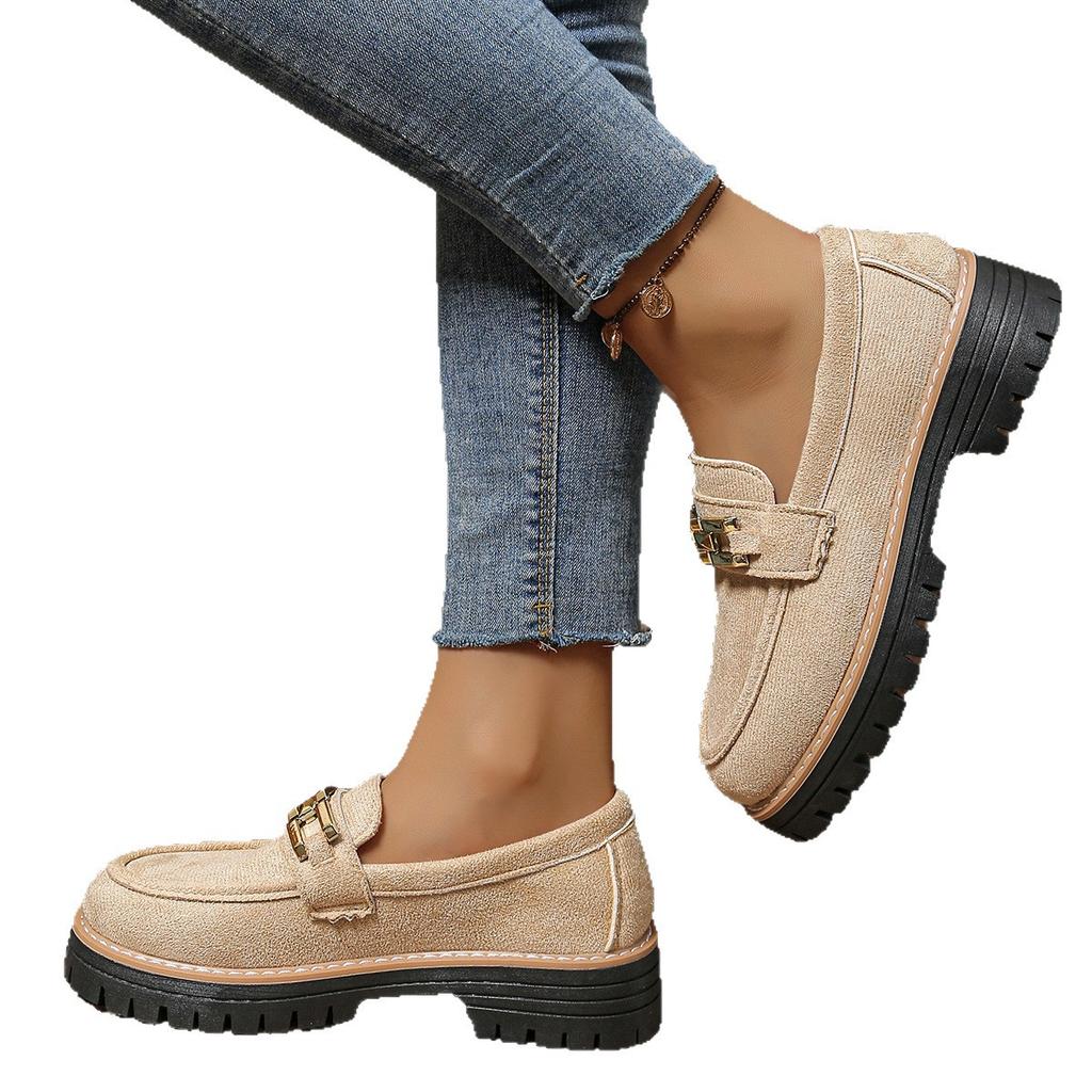 2025 Außenhandel neue Retro Frühling und Herbst Slipper Übergröße lässig polierter britischer Stil Damenschuhe dicker Absatz Plateau Einzelne Schuhe