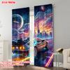 2pcs, Plane Printing Window Curtain Cool Racing Car Polyester (without Rod) Versatile All Perfect for Bedroom & Living Room
