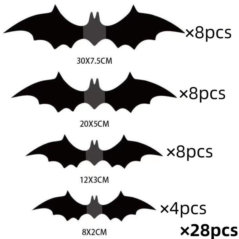 1-5Bags 3D Sticky Bats Halloween Decorations Black Bat Wall Decals Puffy Stickers for Party Favor Scary Theme Haunted House